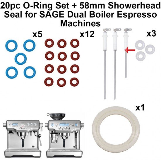 O-Ring Servicing Kit for Sage/Breville Dual Boiler Coffee Machines - Silicone Seals for Hose, Thermal, and Steam Probes SES900 SES920 SES980