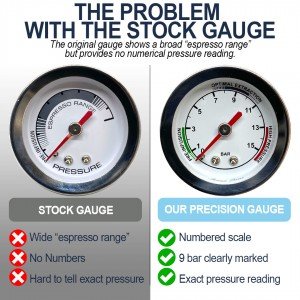 Precision Calibrated Pressure Gauge + OPV 9 Bar Spring Upgrade Mod for Sage/Breville Espresso Coffee Machines BES870, BES875, BES876