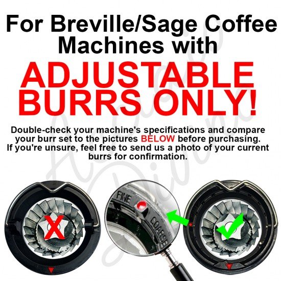 (5 Point) Replacement Upper & Lower Conical Grinder Burr Set for Sage/Breville Espresso Machines