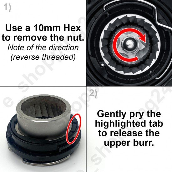 (5 Point) Replacement Upper & Lower Conical Grinder Burr Set for Sage/Breville Espresso Machines