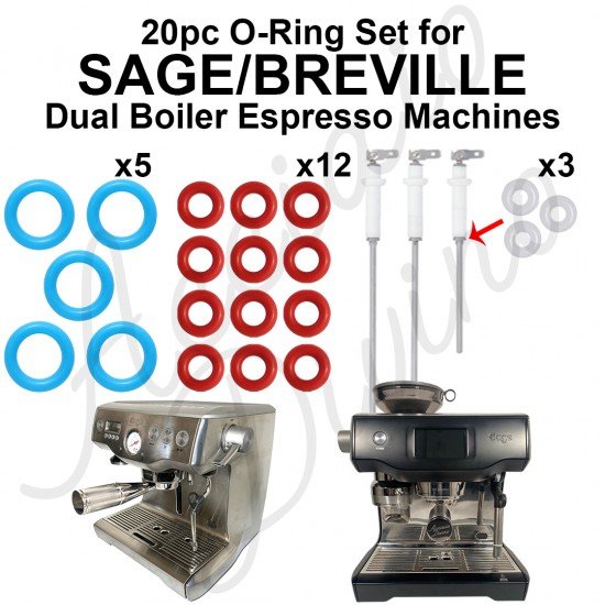 O-Ring Servicing Kit for Sage/Breville Dual Boiler Coffee Machines - Silicone Seals for Hose, Thermal, and Steam Probes SES900 SES920 SES980