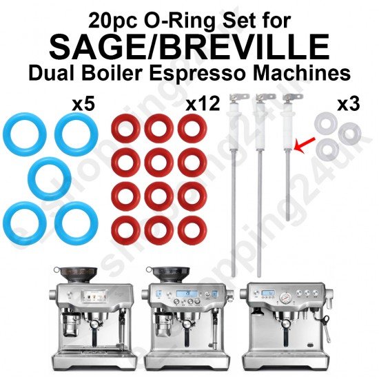 O-Ring Servicing Kit for Sage/Breville Dual Boiler Coffee Machines - Silicone Seals for Hose, Thermal, and Steam Probes SES900 SES920 SES980