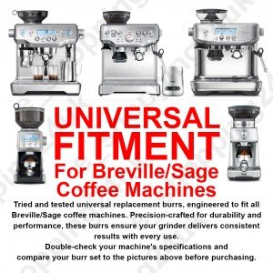 (5 Point) Replacement Upper & Lower Conical Grinder Burr Set for Sage/Breville Espresso Machines
